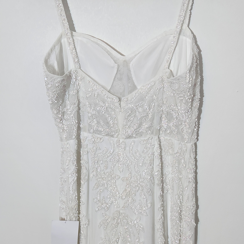 Lulus White Beaded Mermaid Wedding Dress with Sequins NWT Size Large - Picture 9 of 12